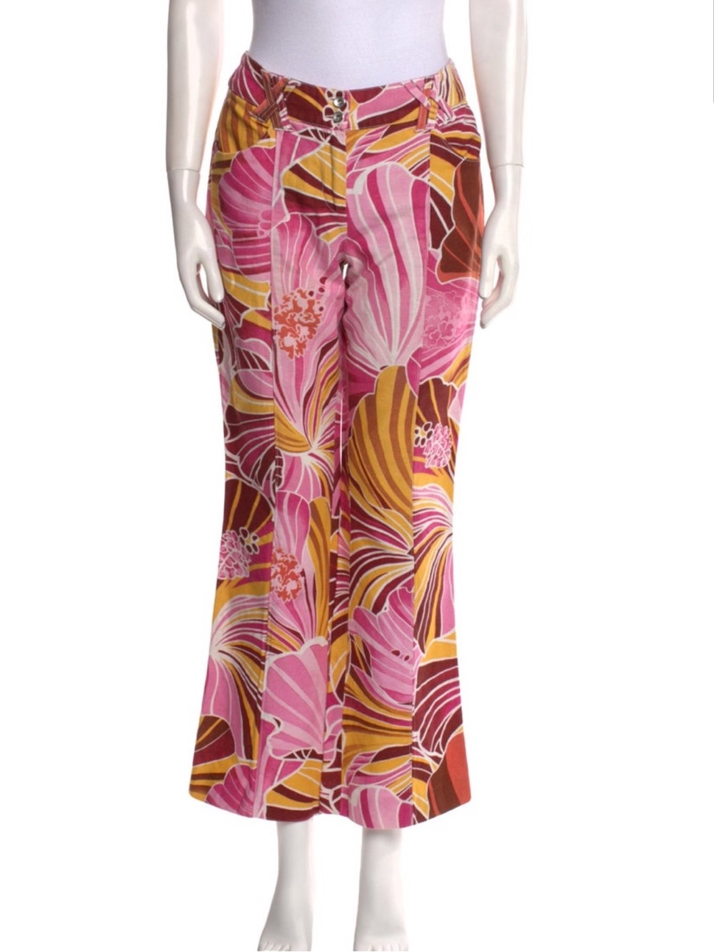 Dolce & Gabbana Pink Floral Wide-Leg Pants